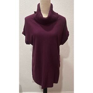 Vince Camuto womens purple turtleneck short sleeved oversized tunic sweater Sz S
